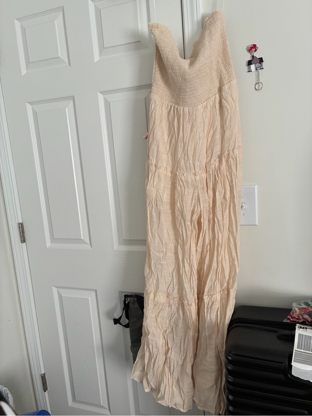 Women’s Cream Maxi Dress with Smocked Bodice